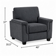 Deva Accent Chair- Contoured Arms- Foam Cushions- Dark Gray Chenille