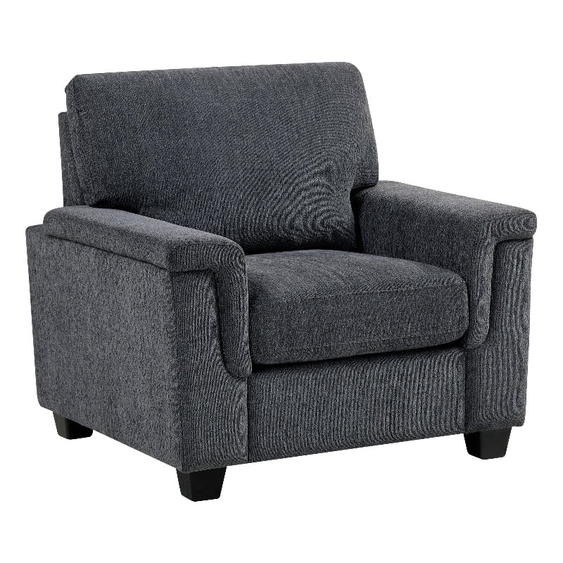 Deva Accent Chair- Contoured Arms- Foam Cushions- Dark Gray Chenille