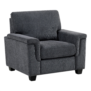 Deva Accent Chair- Contoured Arms- Foam Cushions- Dark Gray Chenille