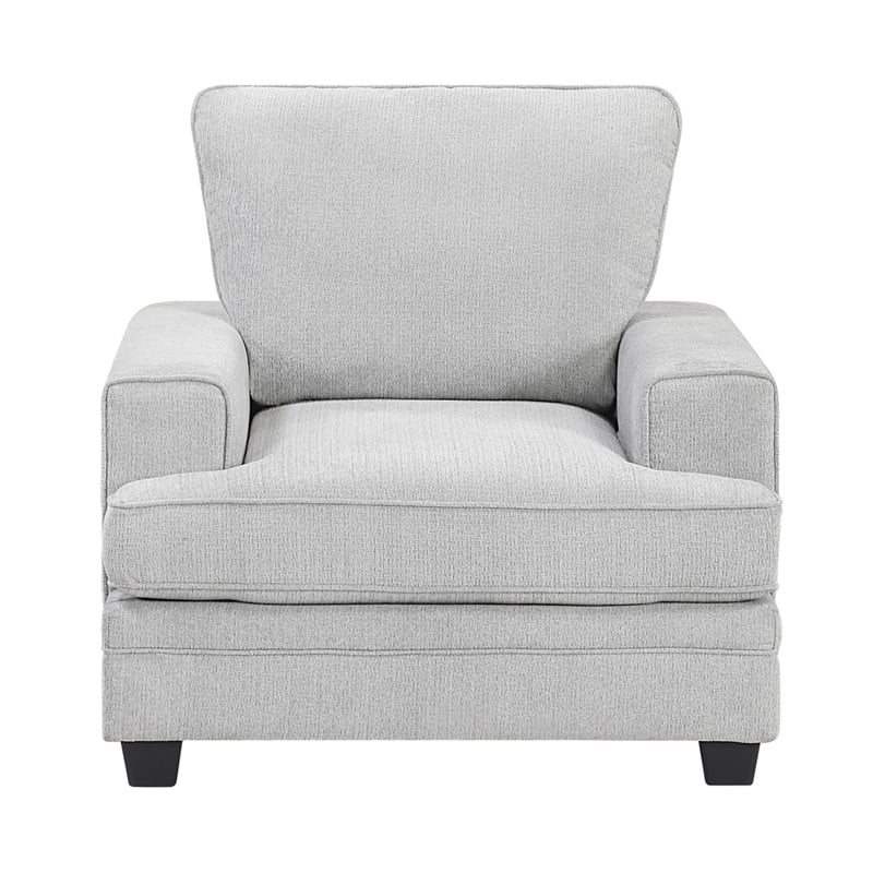 Rahi Accent Chair- Track Arms- Foam Seat- Stone Gray Chenille- Black