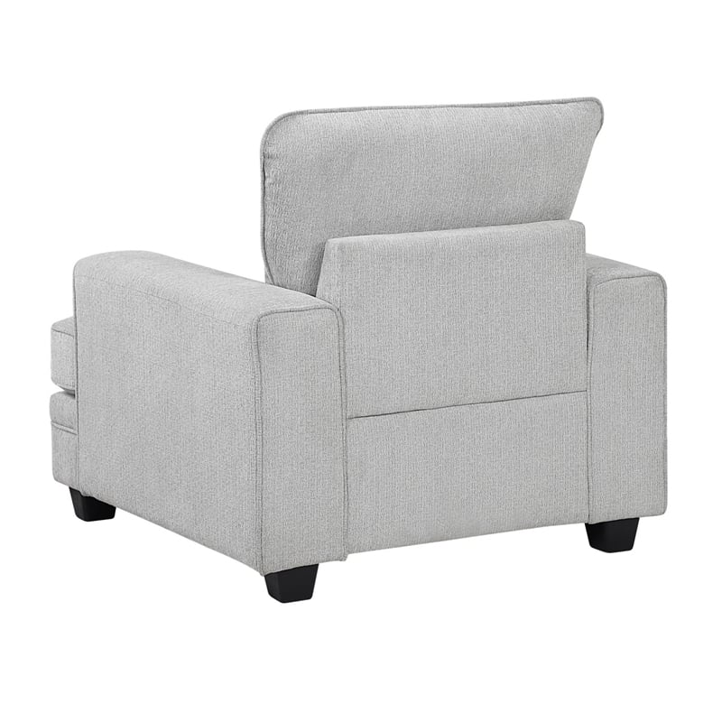 Rahi Accent Chair- Track Arms- Foam Seat- Stone Gray Chenille- Black