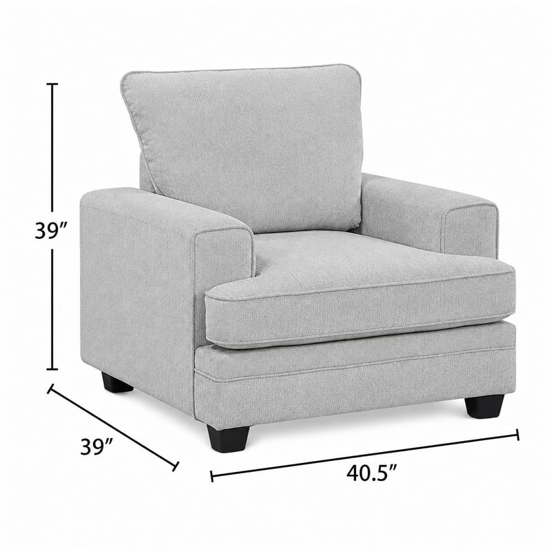 Rahi Accent Chair- Track Arms- Foam Seat- Stone Gray Chenille- Black
