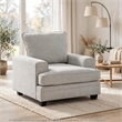 Rahi Accent Chair- Track Arms- Foam Seat- Stone Gray Chenille- Black