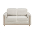 Swan Loveseat- Natural Brown Wood Frame- Beige Polyester- 59 Inch
