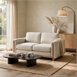 Swan Loveseat- Natural Brown Wood Frame- Beige Polyester- 59 Inch