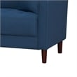 Yera Sofa w 2 Pillows-  Tufted Blue Fabric- Cherry Brown Wood- 77 Inch