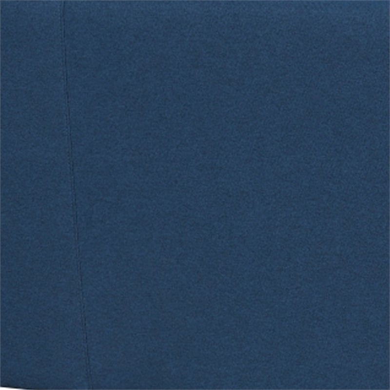 Yera Sofa w 2 Pillows-  Tufted Blue Fabric- Cherry Brown Wood- 77 Inch