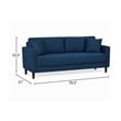 Yera Sofa w 2 Pillows-  Tufted Blue Fabric- Cherry Brown Wood- 77 Inch