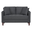 Yera Loveseat w 2 Pillows- Tufted Gray Fabric- Cherry Brown Wood 52 Inch