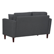 Yera Loveseat w 2 Pillows- Tufted Gray Fabric- Cherry Brown Wood 52 Inch