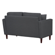 Yera Loveseat w 2 Pillows- Tufted Gray Fabric- Cherry Brown Wood 52 Inch