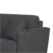 Yera Loveseat w 2 Pillows- Tufted Gray Fabric- Cherry Brown Wood 52 Inch