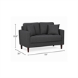 Yera Loveseat w 2 Pillows- Tufted Gray Fabric- Cherry Brown Wood 52 Inch
