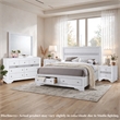 King Bedroom Set- White- 5pc w 2 Nightstands- Dresser- Mirror