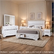 King Bedroom Set- White- 5pc w 2 Nightstands- Dresser- Mirror