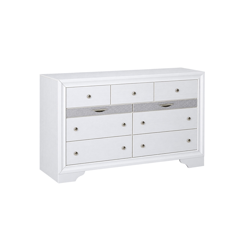 King Bedroom Set- White- 5pc w 2 Nightstands- Dresser- Chest