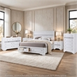 King Bedroom Set- White- 5pc w 2 Nightstands- Dresser- Chest