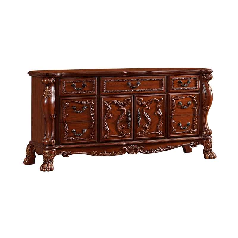 Queen Bedroom Set- Black Brown- 5pc w 2 Nightstands- Dresser- Mirror