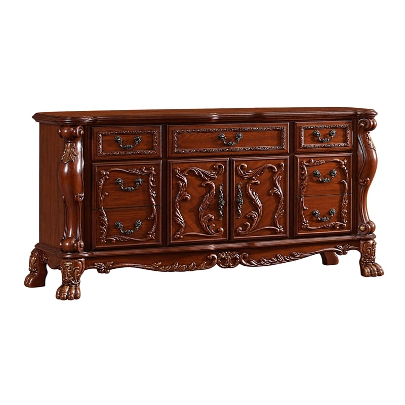 Queen Bedroom Set- Sleigh Design- Black Brown- 4pc w 2 Nightstands- Dresser