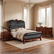 Queen Bedroom Set- Sleigh Design- Black Brown- 4pc w 2 Nightstands- Dresser