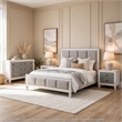 King Bedroom Set- Upholstered Design-4pc w 2 Nightstands- Dresser