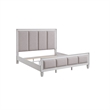 King Bedroom Set- Upholstered Design- Gray White- 3pc w 2 Nightstands