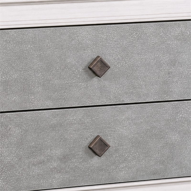 King Bedroom Set- Upholstered Design- Gray White- 3pc w 2 Nightstands