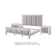 King Bedroom Set- Upholstered Design- Gray White- 3pc w 2 Nightstands