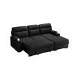 Zen Sleeper Sectional with Storage and Pull-Out Bed- Black Microfiber