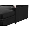 Zen Sleeper Sectional with Storage and Pull-Out Bed- Black Microfiber