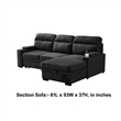Zen Sleeper Sectional with Storage and Pull-Out Bed- Black Microfiber