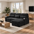 Zen Sleeper Sectional with Storage and Pull-Out Bed- Black Microfiber