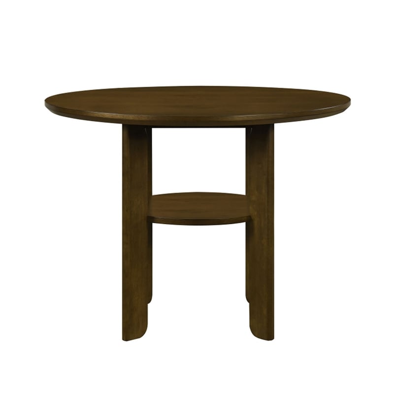 Andre Round Counter-Height Table with Open Shelf Base- Brown Wood- 48 Inch