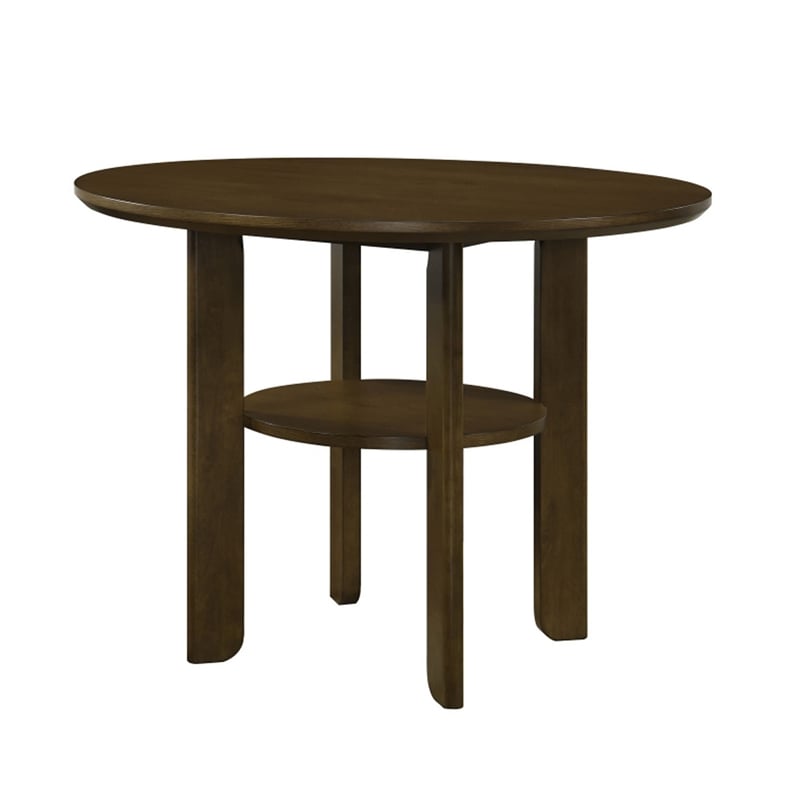 Andre Round Counter-Height Table with Open Shelf Base- Brown Wood- 48 Inch