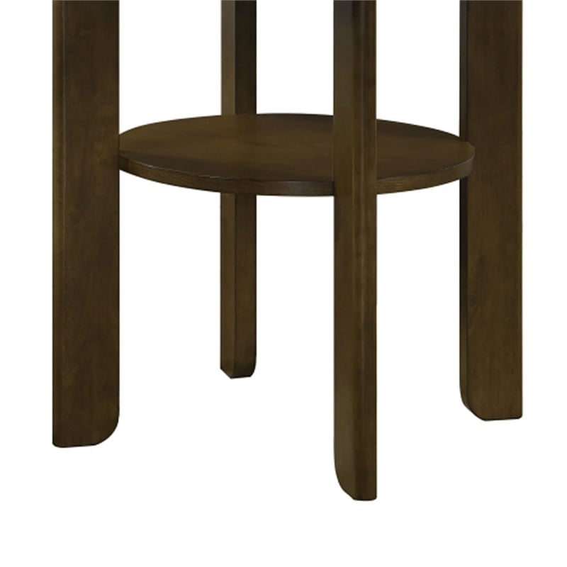 Andre Round Counter-Height Table with Open Shelf Base- Brown Wood- 48 Inch