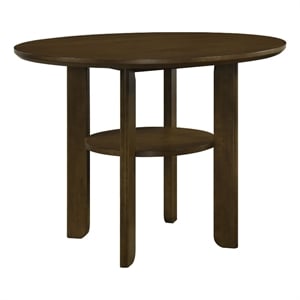 Andre Round Counter-Height Table with Open Shelf Base- Brown Wood- 48 Inch