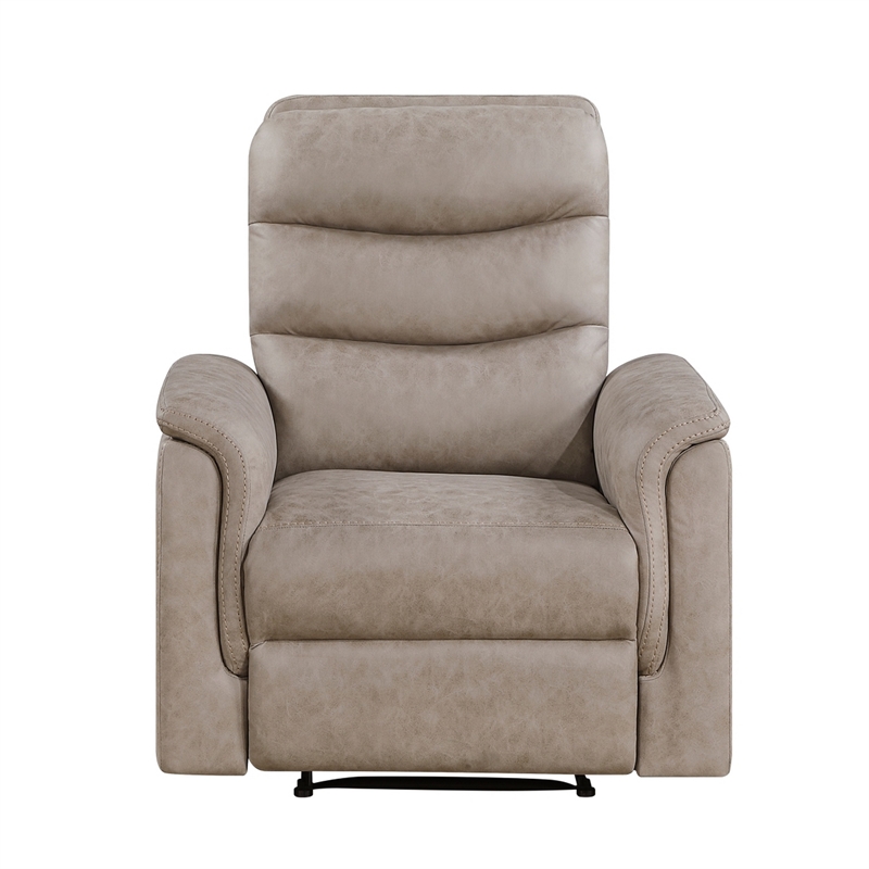 Meloni Reclining Chair with Pull-Hand Mechanism- Taupe Microfiber