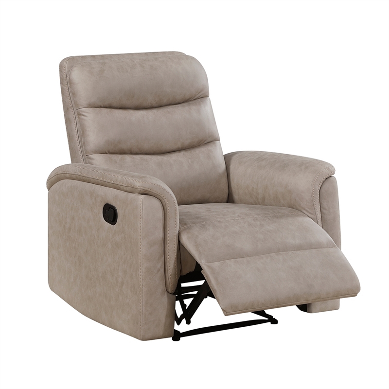 Meloni Reclining Chair with Pull-Hand Mechanism- Taupe Microfiber