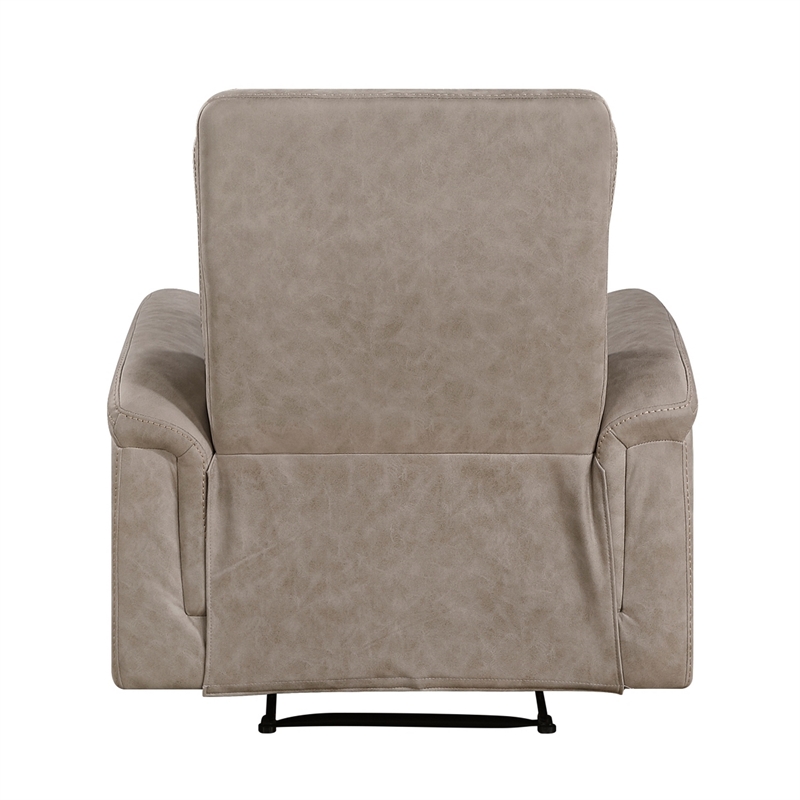 Meloni Reclining Chair with Pull-Hand Mechanism- Taupe Microfiber