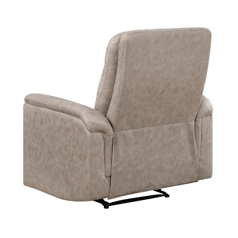 Meloni Reclining Chair with Pull-Hand Mechanism- Taupe Microfiber