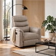 Meloni Reclining Chair with Pull-Hand Mechanism- Taupe Microfiber