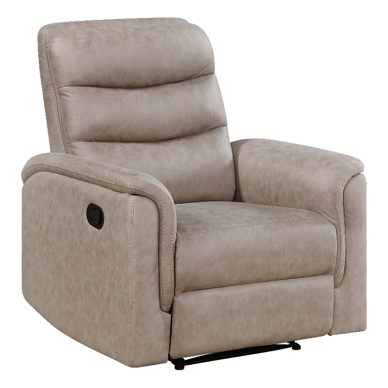 Meloni Reclining Chair with Pull-Hand Mechanism- Taupe Microfiber