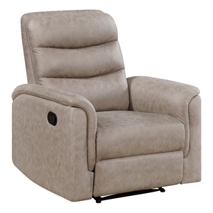 Meloni Reclining Chair with Pull-Hand Mechanism- Taupe Microfiber