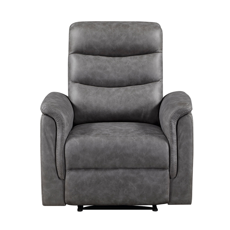 Meloni Reclining Chair with Pull-Hand Mechanism- Gray Microfiber