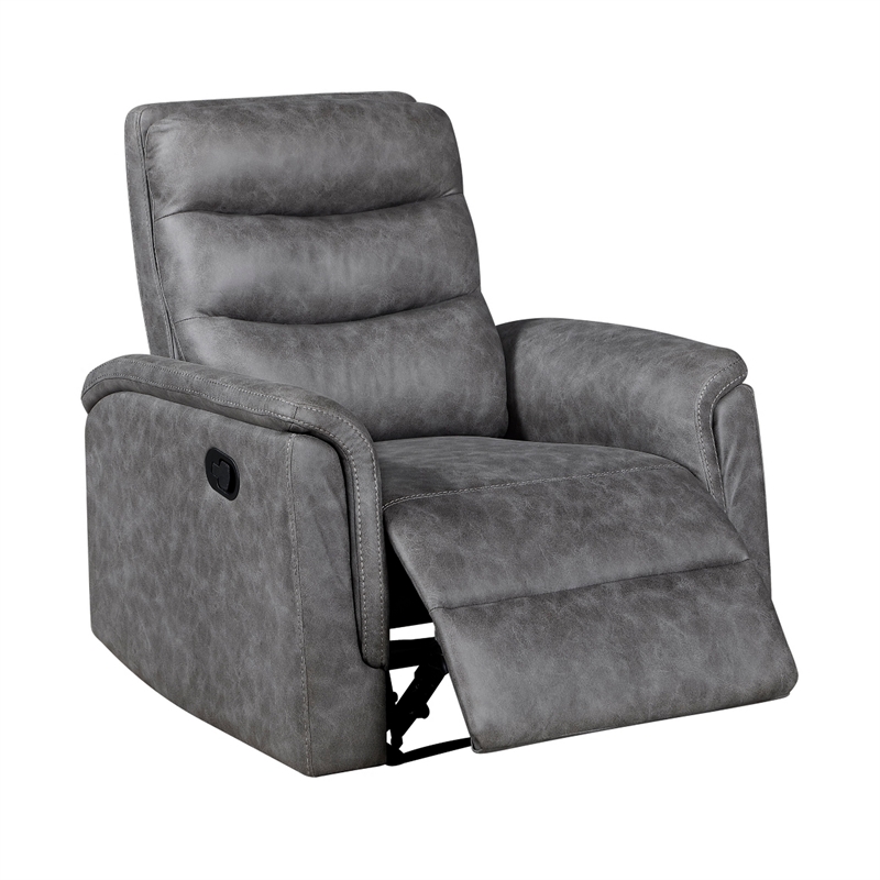Meloni Reclining Chair with Pull-Hand Mechanism- Gray Microfiber