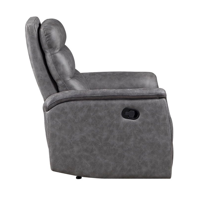 Meloni Reclining Chair with Pull-Hand Mechanism- Gray Microfiber