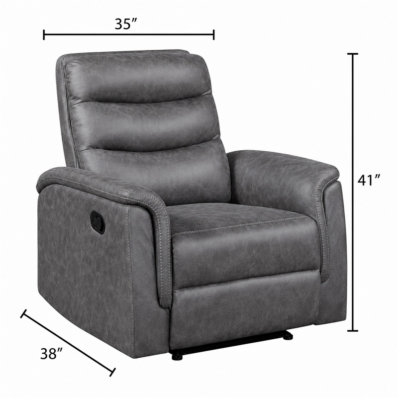 Meloni Reclining Chair with Pull-Hand Mechanism- Gray Microfiber