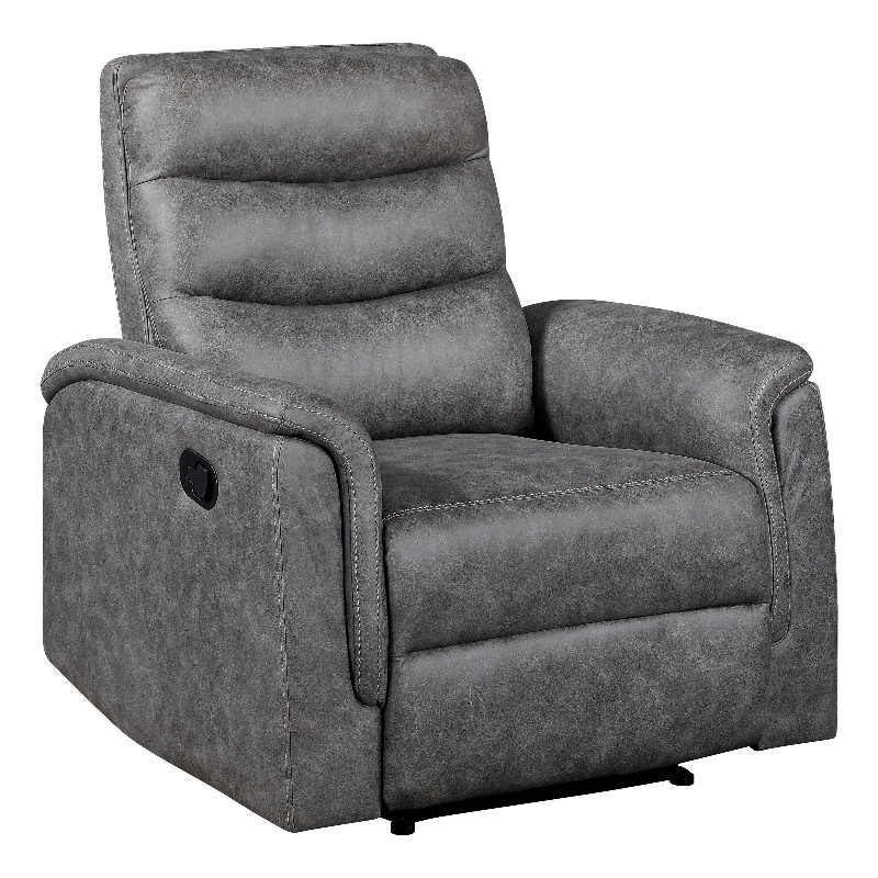 Meloni Reclining Chair with Pull-Hand Mechanism- Gray Microfiber