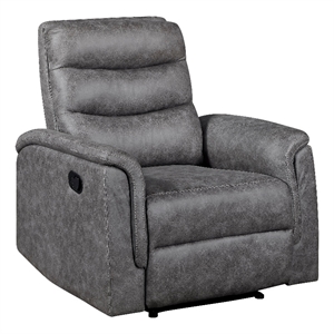 Meloni Reclining Chair with Pull-Hand Mechanism- Gray Microfiber