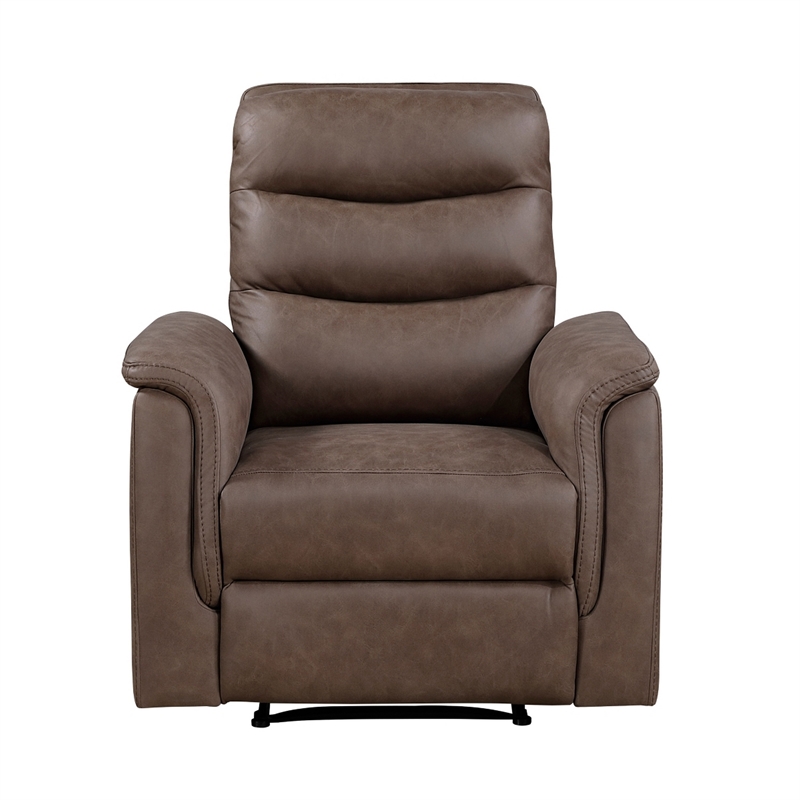 Meloni Reclining Chair with Pull-Hand Mechanism- Brown Microfiber